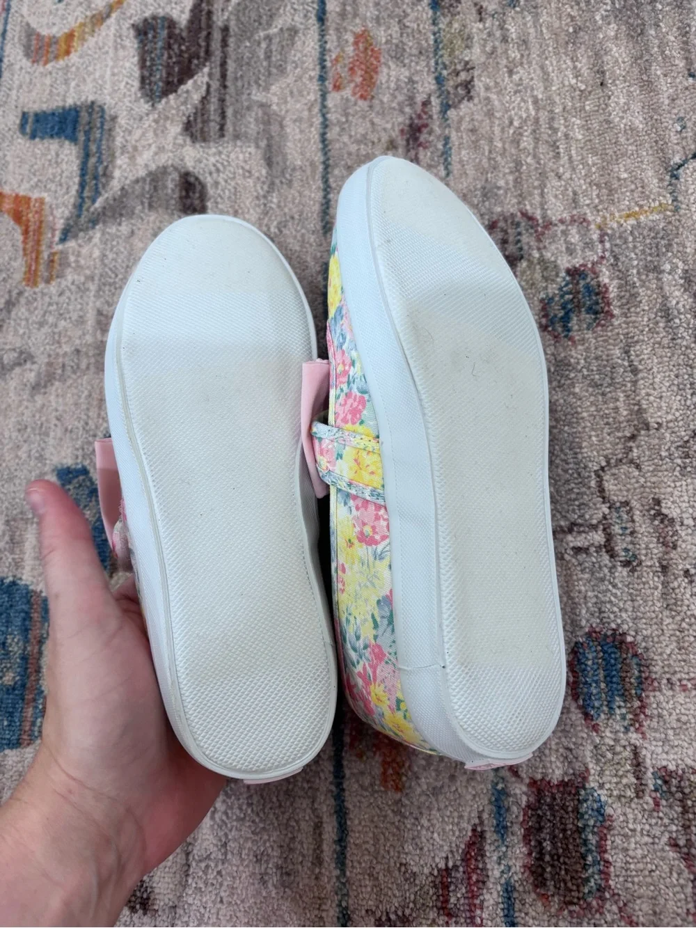 Janie & Jack Girls Floral Pink Bow Mary Jane Shoes Sz 3